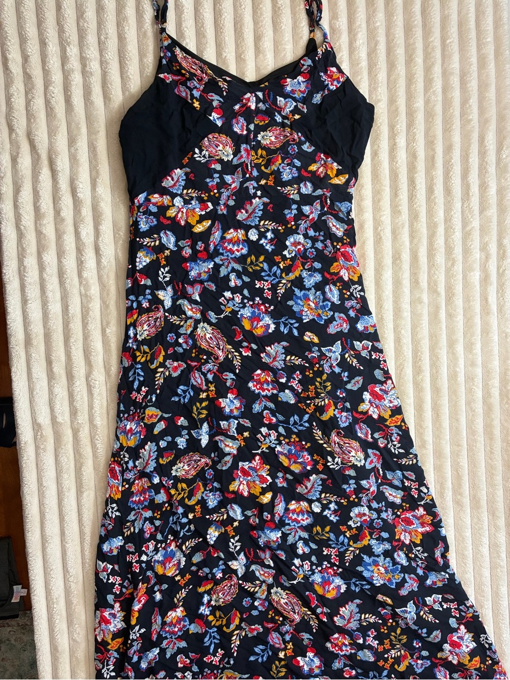 Xhilaration Women’s L Floral Paisley Maxi Dress Black Blue Red Flowy